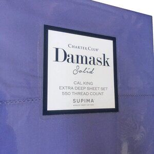 new AMETHYST PURPLE Charter Club Solid 550 TC Cotton CAL KING X-DEEP Sheet Set